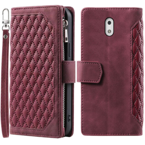 Lujoso Rhombic Leather Wallet Case Zipper Flip Card Case para Nokia 3 - Imagen 21 de 44
