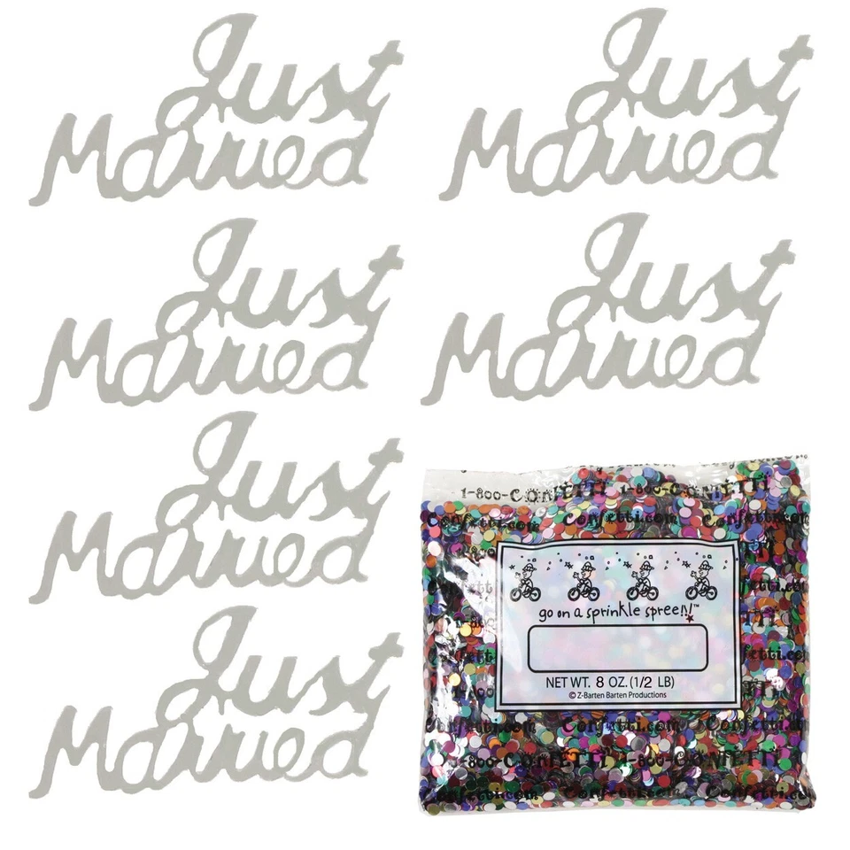 Palabra de confeti recién casada plata - 2 piezas o 1/2 libras - ENVÍO GRATUITO (7848) Foto 3 de 4