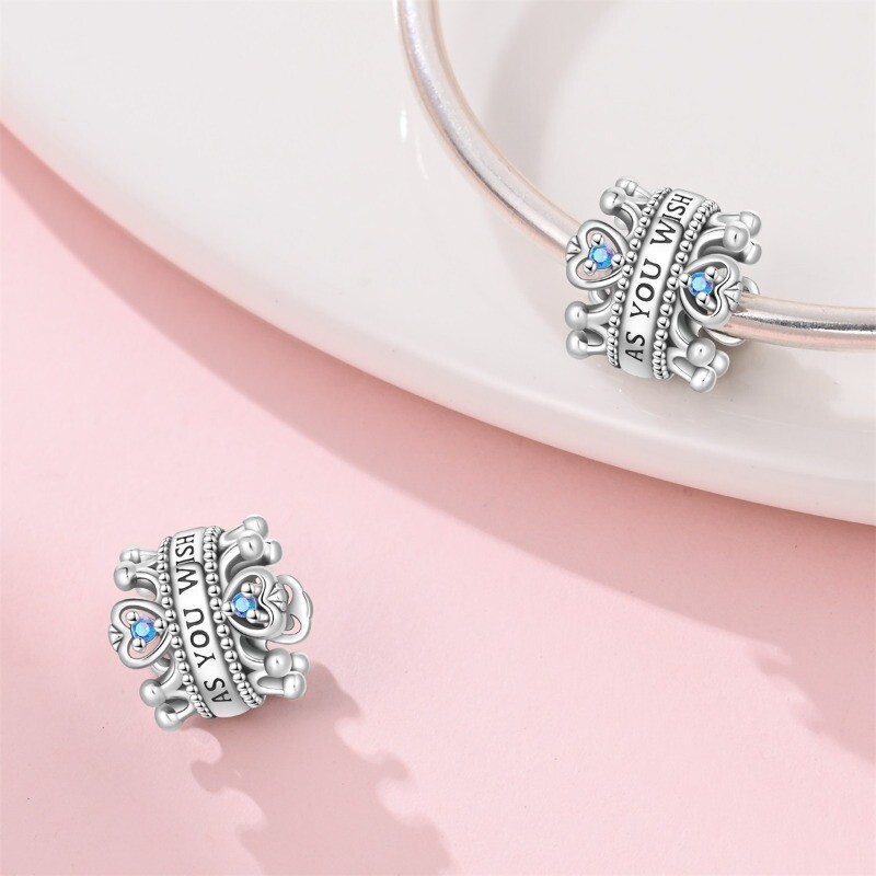 KUNSIR 925 Sterling Silver Wish Crown Bead Charm For European Bracelet DIY Gifts