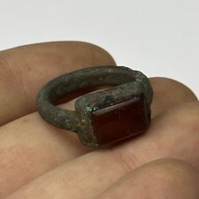 Ancient Roman Bronze Ring With Agate Stone -  Circa 1st Century AD
