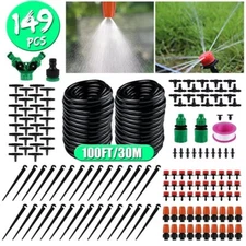 100FT Drip Irrigation System Garden Plant Self Watering Micro Hose Sprinkler Kit