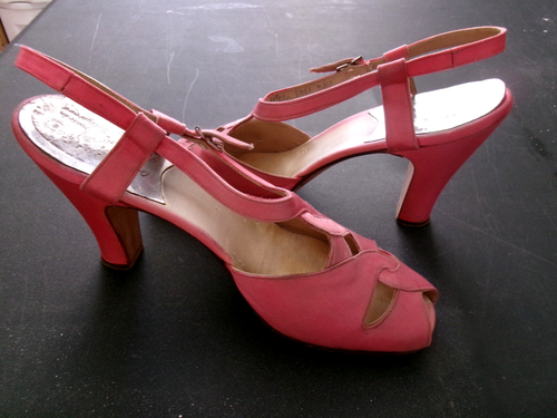 VINTAGE 1940’S VOLK BUBBLE GUM PINK STRAPPY HIGH HEEL SHOES MADE IN HOLLYOOD 7.5 - Picture 11 of 12
