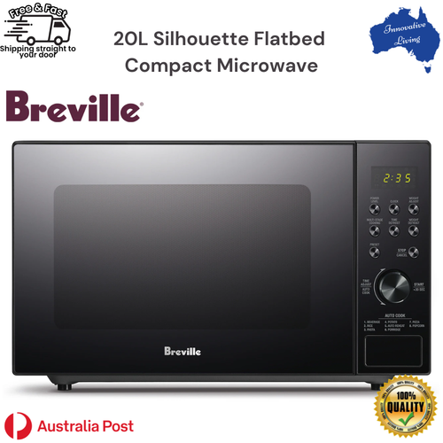 Breville 20L Silhouette Flatbed Compact Microwave 800 Watts 8 Auto Cook