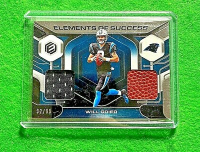 WILL GRIER DUAL PATCH SUCCESS SP#/99 CAROLINA PANTHERS 2019 ELEMENTS FOOTBALL SP