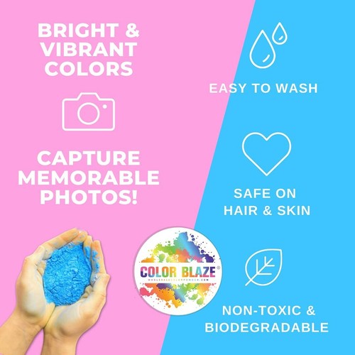 Color Blaze Color Powder Packets - 75 g Each - 25 Packs Pink Baby Gender Reveal - Picture 8 of 8