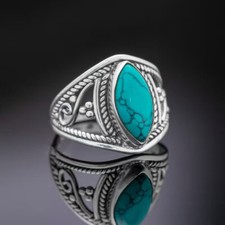 925 Sterling Silver Turquoise Gemstone Women Handmade Beautiful Jewelry Gift