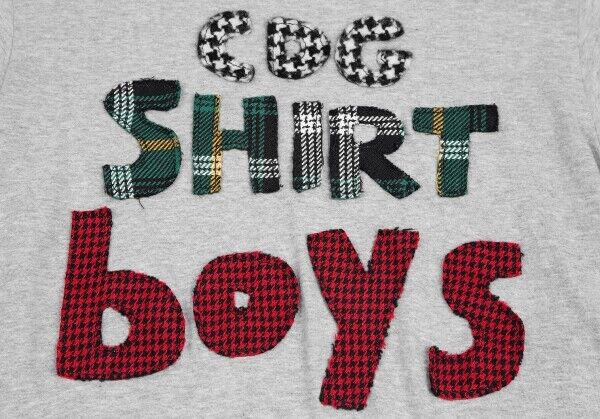 COMME des GARCONS SHIRT boys Multi Check Logo Patch T Shirt COMME des GARCONS SHIRT boys Multi Check Logo Patch T Shirt