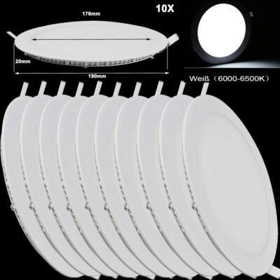 10X 15W LED Panel Lampe Ultraslim Einbauleuchten Deckenleuchte Kaltweiß Rund