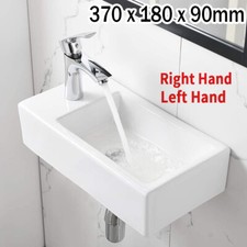 White Small Compact Bathroom Cloakroom Hand Wash Basin Sink Ceramic Wall Mounted