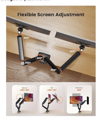 ErGear Dual Monitor Stand Heavy Duty Adjustable Monitor Desk Mount for 2 Screens - Picture 5 of 8