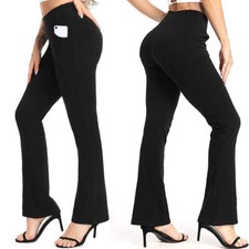 Bootcut Women Yoga Flare Pants High Waist Wide Long Leg Casual Leggings Trousers