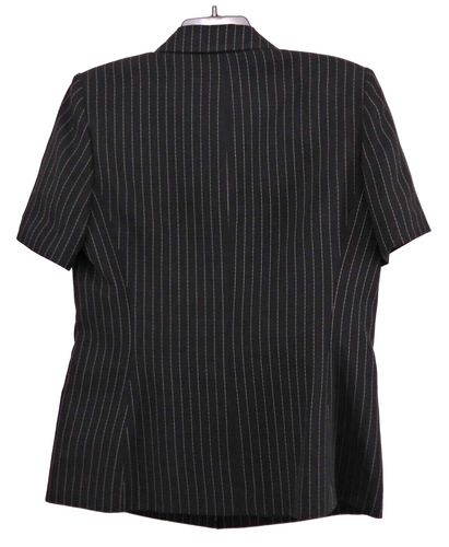 Le Suit Blazer Skirt 2 Piece Set Womens Size 10 Black Striped Short Sleeve - Picture 4 of 11