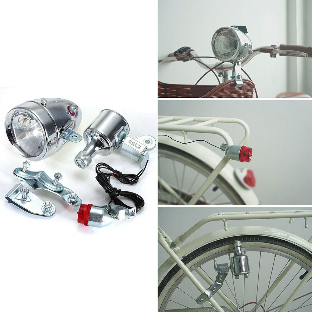Bicycle Motorized Bike Friction Generator Dynamo Headlight Tail Light Kit 12V 6W eBay