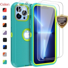 For iPhone 13 Pro Max 12 11 Shockproof Rugged Case/Tempered Glass/Lens Protector