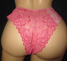 vintage 2000's PINK LACE stretch nylon MEGA HI LEG panties M /6
