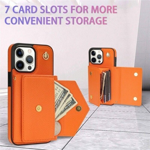 Leather Card Wallet Phone Case For iPhone 16 15 14 13 12 11 Pro Max XR XS 7 8 - Picture 26 of 65