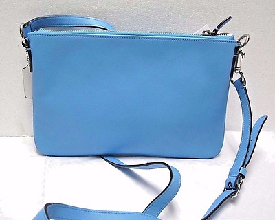 NWT COACH LEGACY PERFORATED EAST WEST SWINGPACK SILVER ROBIN CHALK