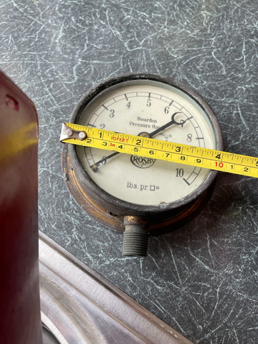 rare vintage antique Crosby Bourdon Pressure Gauge 4" face stationary engine - Picture 3 of 4