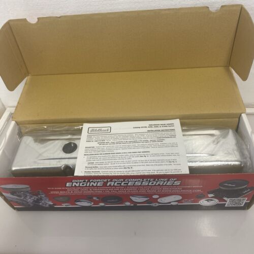New Edelbrock 4449 Signature Series Valve Covers For Chevy V8 262-400 ‘59-1986 - Picture 2 of 3
