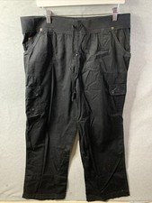 Faded Glory Capri Pants Drawstring Size 16 Flare Legs Black Womenswear 38 Waist