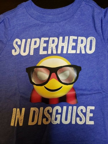 BOYS INFANT TCP SUPERHERO IN DISGUISE EMOJI BLUE SIZE 6-9 MONTHS TEE SHIRT NWT - Picture 2 of 12