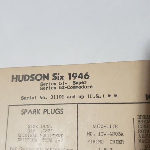 Hudson A.E.A. Tune Up Charts-Wall Art-Garage Decor- Hot Rod- Pick From Dropdown - Picture 57 of 61