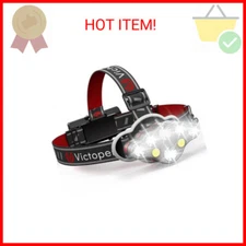 Victoper Rechargeable Headlamp, 8 LED 18000 High Lumen Bright Head Lamp with Red