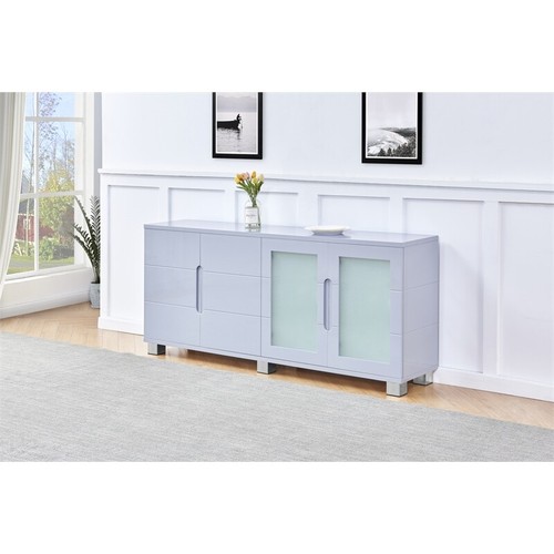 Best Quality Furniture 4 Door Buffet Server N/A HighGlossLightGrey