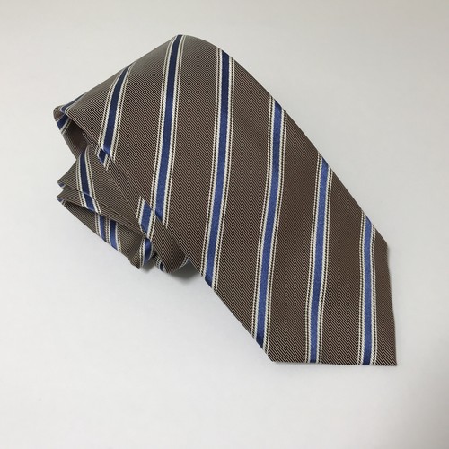 Cesare Attolini Napoli Tie Brown Blue 100% Silk Made in Italy 59" long x 3 1/4" - Picture 6 of 9