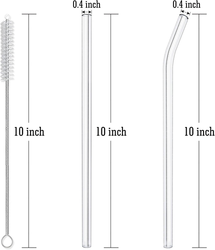 10-Piece Reusable Glass Drinking Straws - 10" X 10 Mm - Smoothie Straws for Milk - Picture 2 of 12