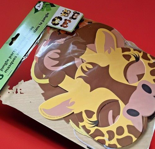 Jungle Animal Face Masks Kids Safari Themed Birthday Party 8 Piece Decoration 3+ - Picture 5 of 9