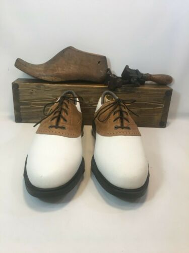 Footjoy Dryjoys Tour Men’s Golf Shoes 11.5 M White/Brown Saddle Excellent Cond - Picture 3 of 12