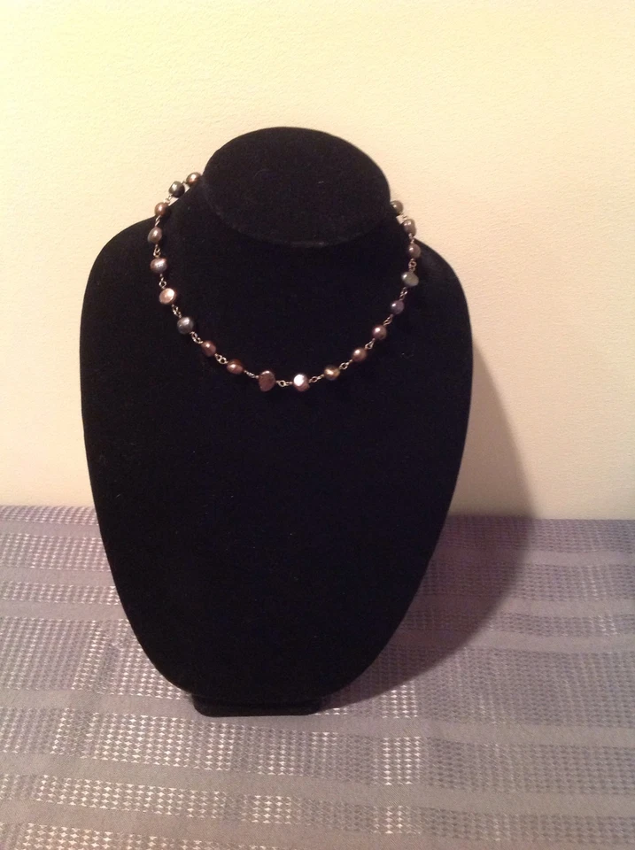 COLLAR DE PERLAS DE CUARZO AHUMADO SILPADA RETIRADO MUJER-15" Foto 2 de 4