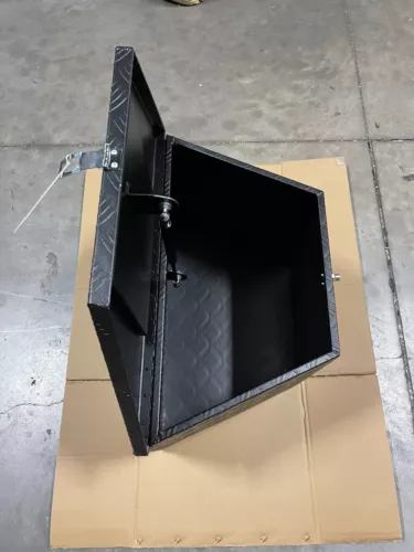 Black 725x420x460mm Aluminium Draw Bar Caravan Trailer Tool Box Top Open Box - Picture 7 of 10