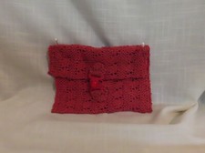 ANTIQUE RED SHINE THREAD CROCHETED BELT PURSE HANDCRAFTED PURSE HAND MADE PURSE