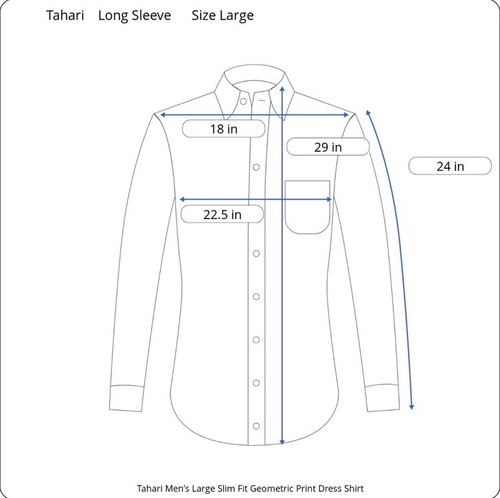 Tahari Men’s Large Slim Fit Geometric Print Dress Shirt Long Sleeve Button Up - Picture 10 of 11