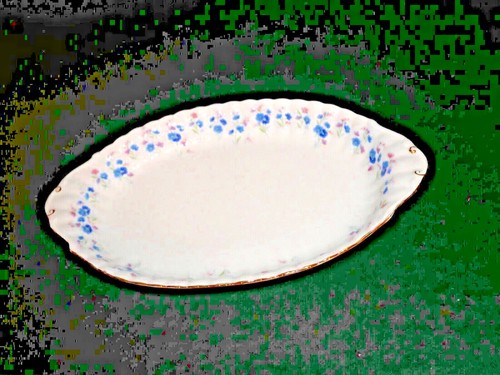 Royal Albert Bone China Memory Lane Relish Schale rosa & blau Blumenmotiv England - Bild 1 von 4