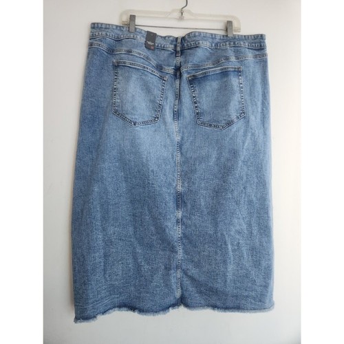 NWT Torrid Women Blue Medium Wash Cotton Denim Front Slit Midi Skirt size 22 - Picture 6 of 10