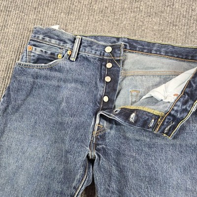 Levi's 501 Jeans Mens 36x30 Blue Medium Wash Straight Denim Button Fly 34x28