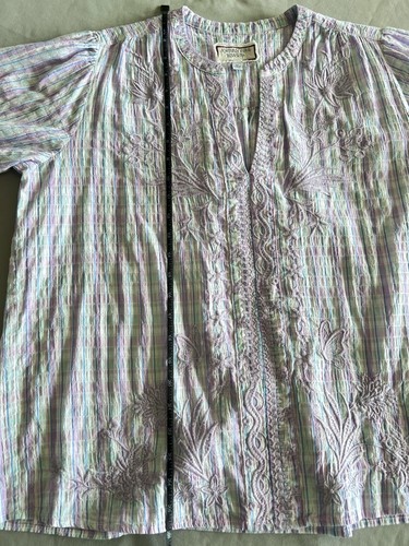 Johnny Was Unique Butterfly Embroidered White Purple Women's M - Picture 3 of 7