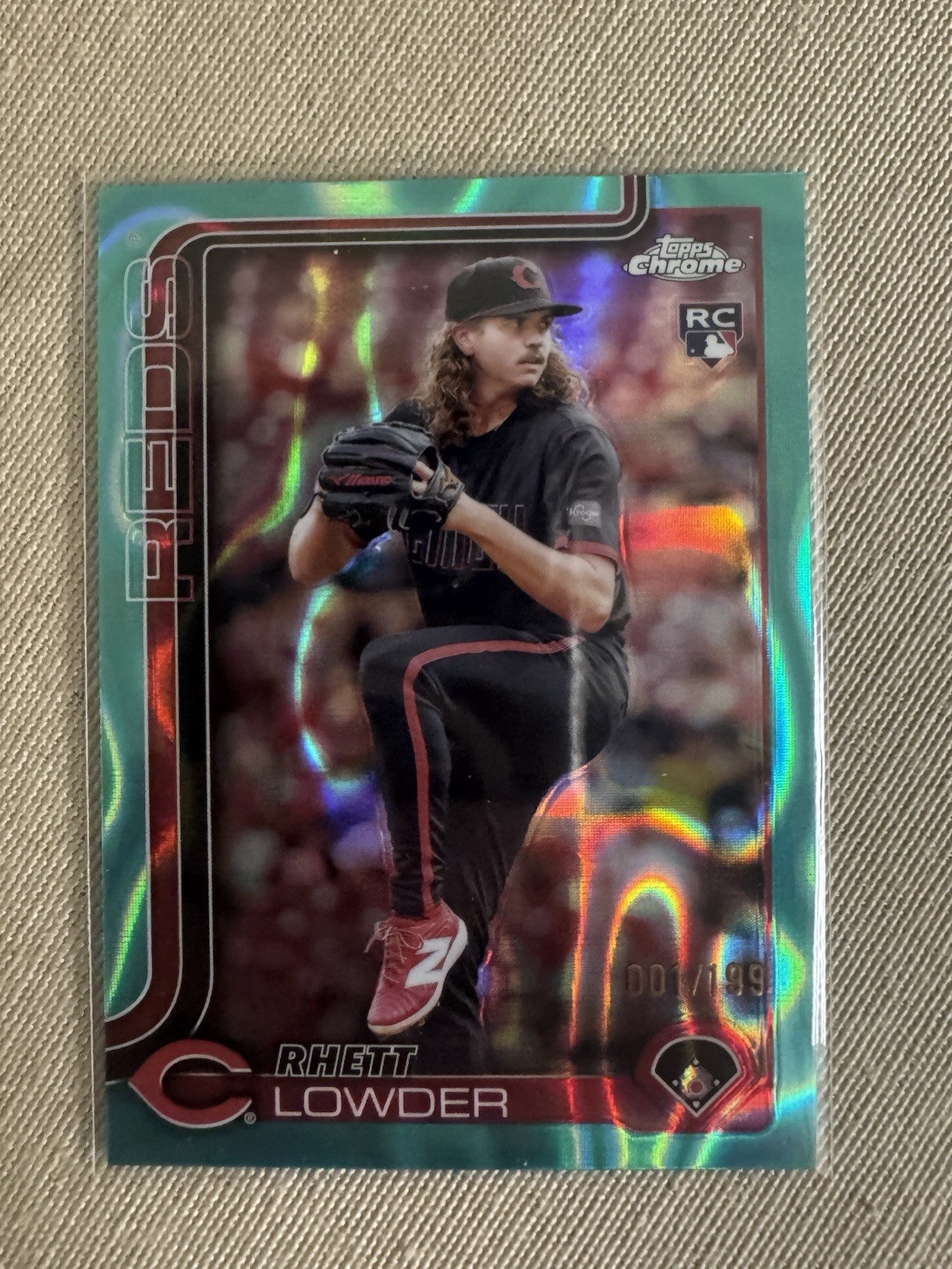2025 Topps Chrome Rhett Lowder Aqua Raywave Refractor #147/199 RC Reds MLB