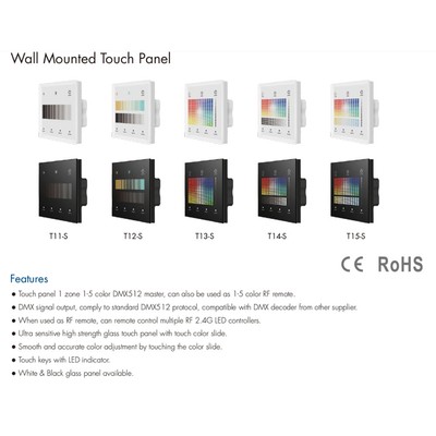 1 Zone Touch Panel DMX Master Panel Controller AC 240V für RGB RGBW RGBCCT Strip
