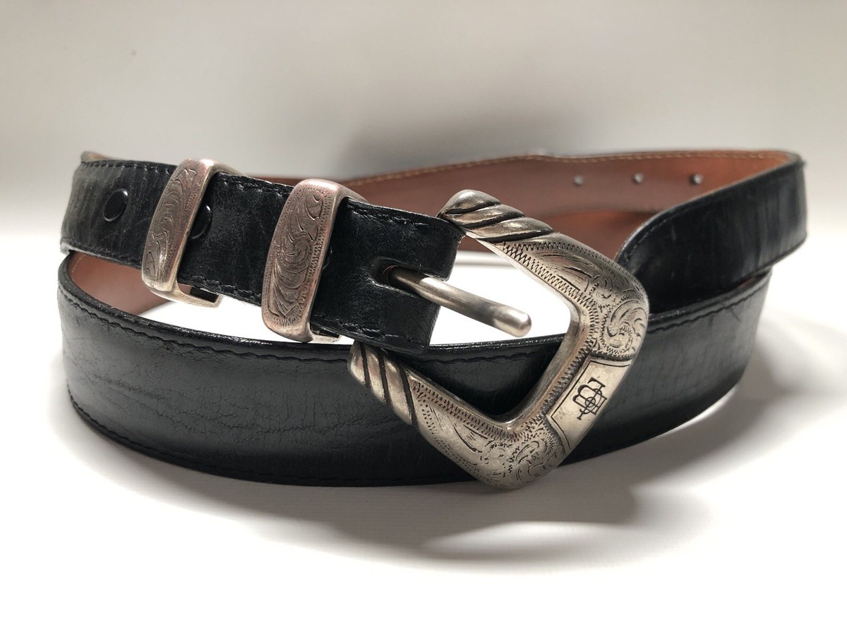 OFFICINA Handmade Italian Black Leather Etched Buckle Belt L BOSS - Italian-leather belt with logo-engraved buckle - Black main image 3