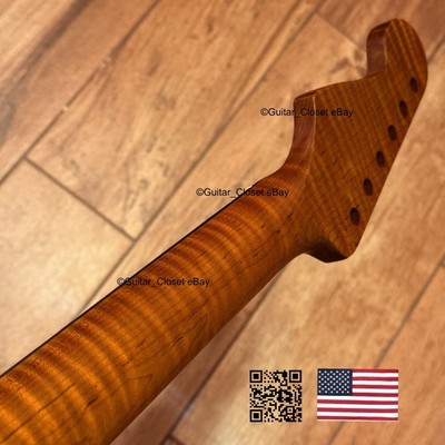 Roasted Flame Maple Rosewood Strat Neck Fits Warmoth & Fender Bodies SR2X