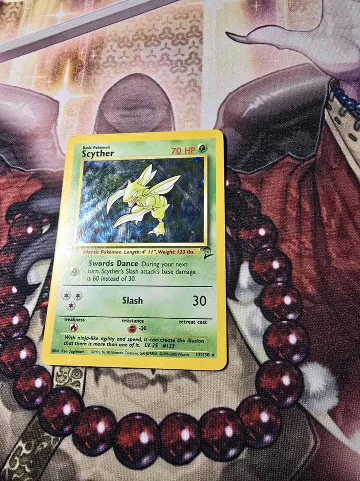 Pokémon TCG - Scyther Base Set 2 17/130 - Unlimited Holo Rare - SWIRL - LP - Image 2 of 4