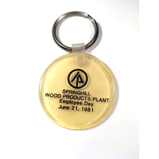 Springhill Wood Products Plant Employee Day June 21 1981 Vintage Rubber Keychain