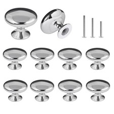ShipeeKin 10x Silver Polished Chrome Cabinet Knobs Round Mushroom Drawer Door...