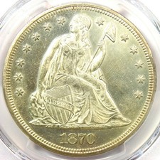 1870 Seated Liberty Silver Dollar $1 - PCGS Uncirculated Detail (UNC MS) - Rare