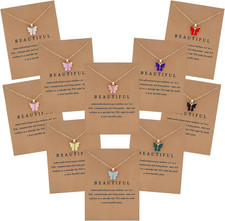 10 Pieces Colorful Butterfly Pendant Necklace Set for Women Costume Jewelry Gold