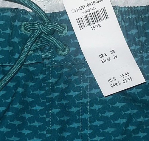 NWT ABERCROMBIE KIDS Brief LINED SWIM TRUNKS Boy’s 15/16 Teal Colorblock Pattern - Picture 3 of 5